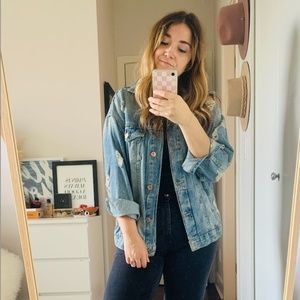 Zara Z1975 Distressed & Ripped Denim Jacket